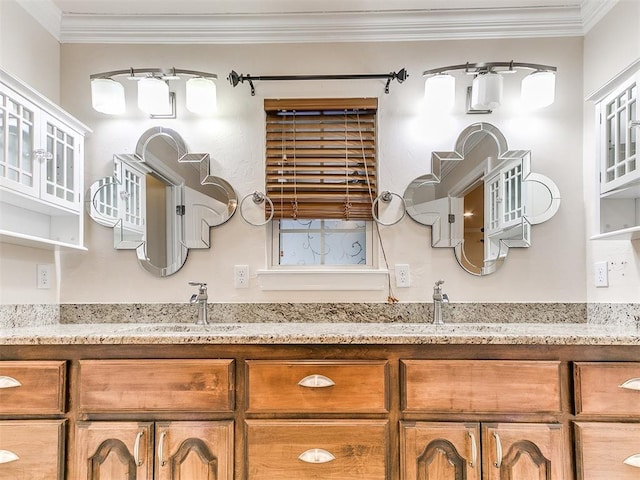 interior details with ornamental molding and sink