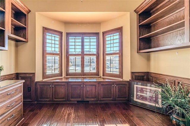 kitchen with dark wood-type flooring