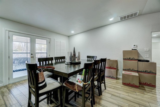 dining space with french doors