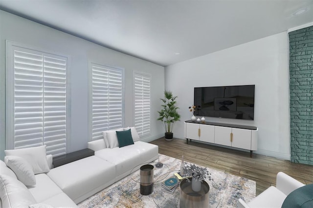 living room with hardwood / wood-style floors