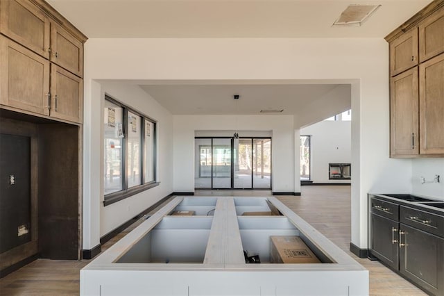 kitchen with light hardwood / wood-style floors