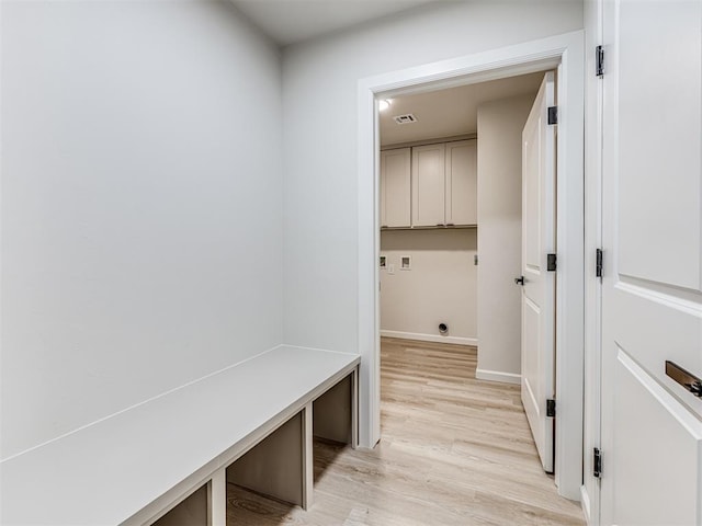 mudroom featuring light hardwood / wood-style flooring