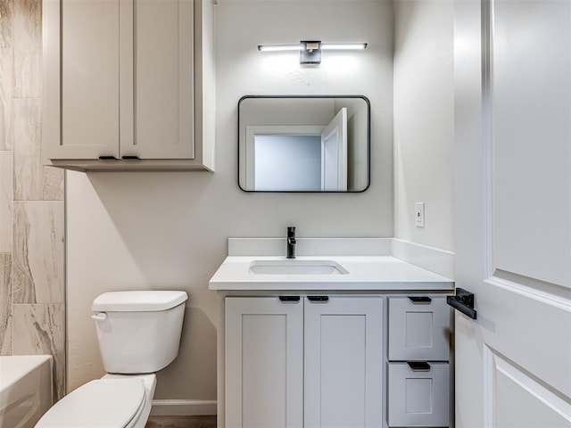 full bathroom featuring vanity, shower / bathing tub combination, and toilet