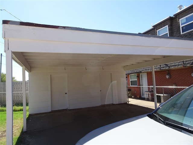 exterior space featuring a carport