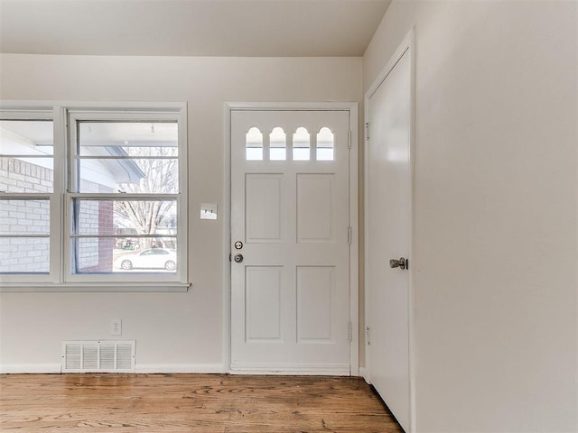 foyer with wood-type flooring