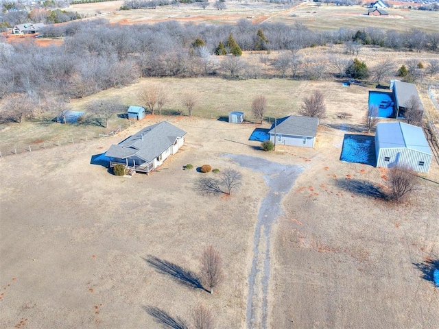 aerial view featuring a rural view