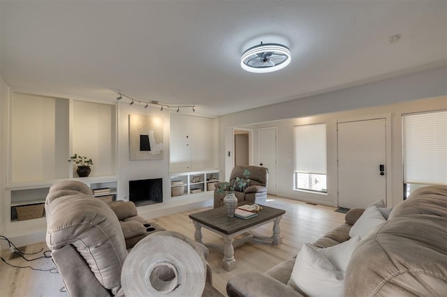 living room featuring light hardwood / wood-style flooring