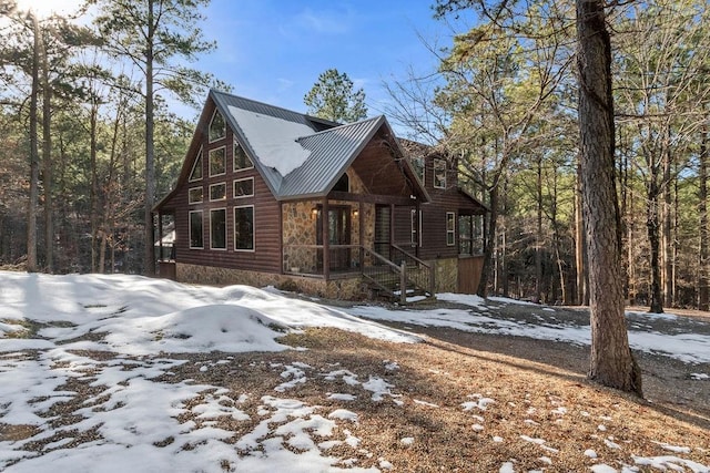 view of snow covered exterior