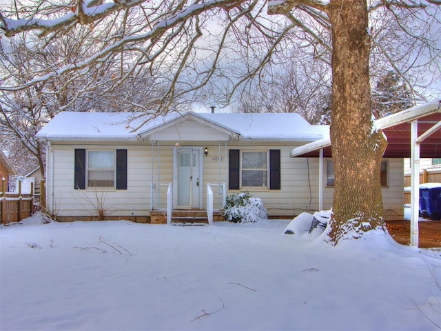 view of single story home