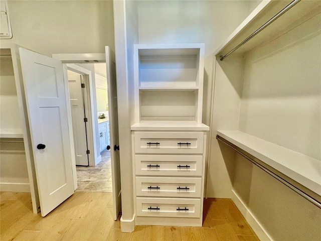 spacious closet with light wood-type flooring