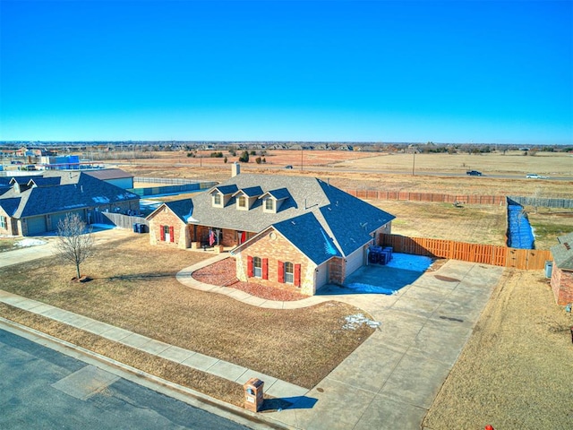 bird's eye view with a rural view