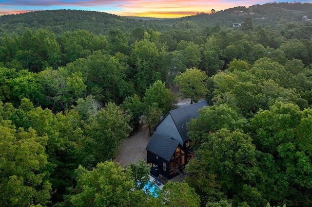 view of aerial view at dusk