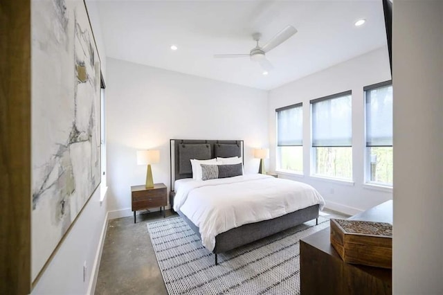 bedroom featuring ceiling fan