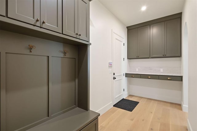 mudroom featuring light hardwood / wood-style floors