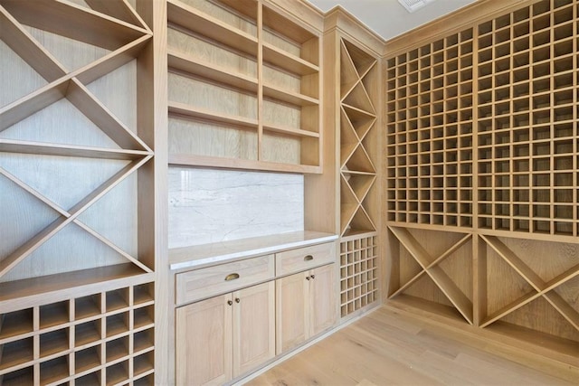 wine room featuring light hardwood / wood-style flooring