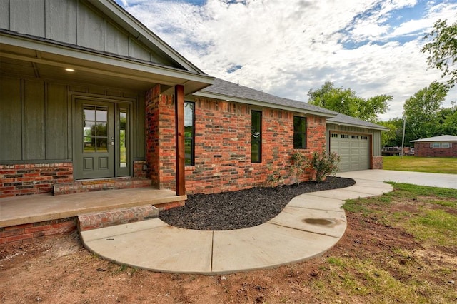 exterior space featuring a garage