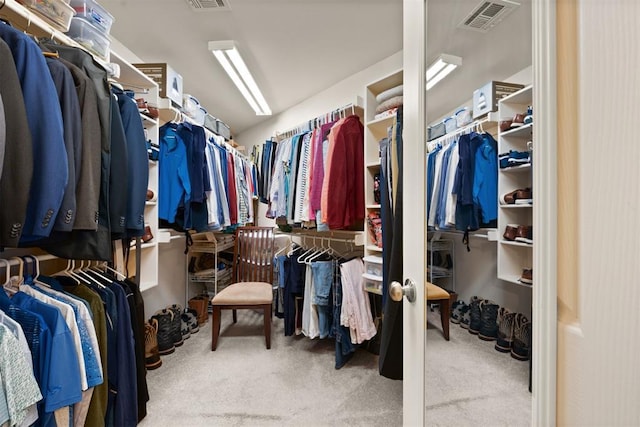 walk in closet with carpet floors