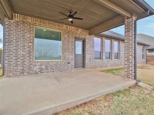 view of patio with ceiling fan