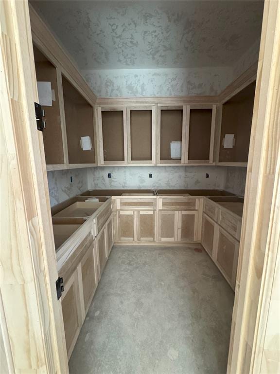 kitchen with light brown cabinets