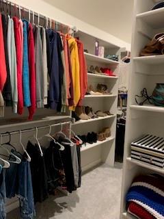 spacious closet with carpet flooring