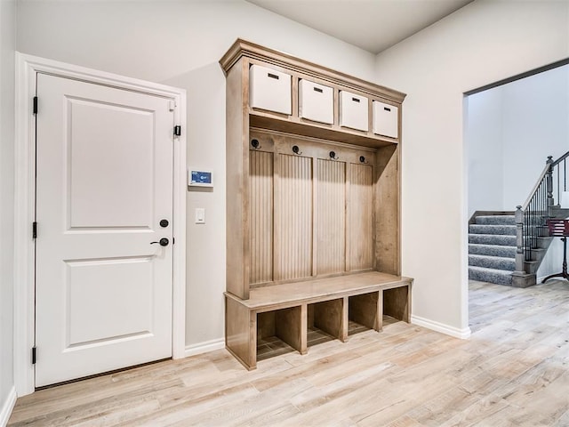 mudroom featuring light hardwood / wood-style floors