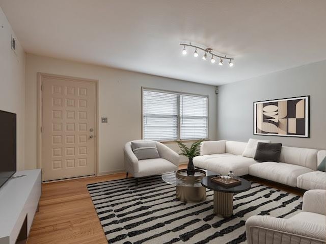 living room with light wood-type flooring