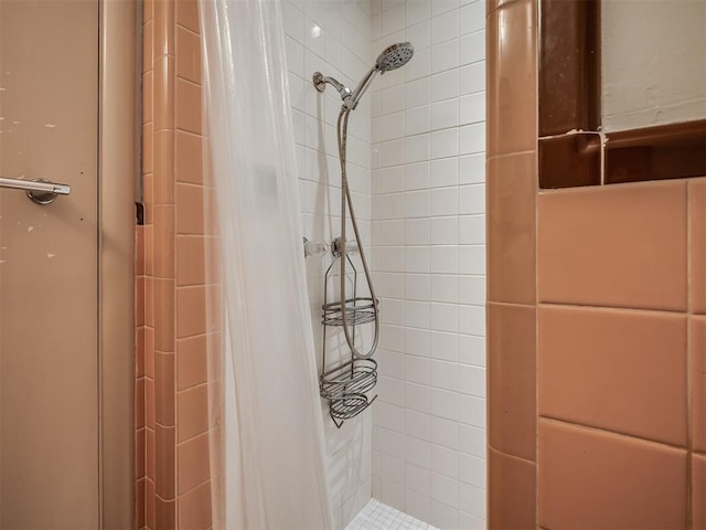 bathroom featuring a shower with curtain