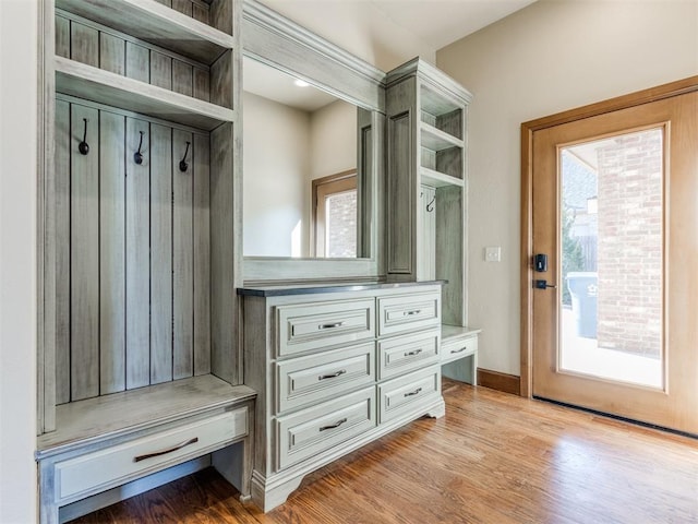 mudroom featuring light hardwood / wood-style floors