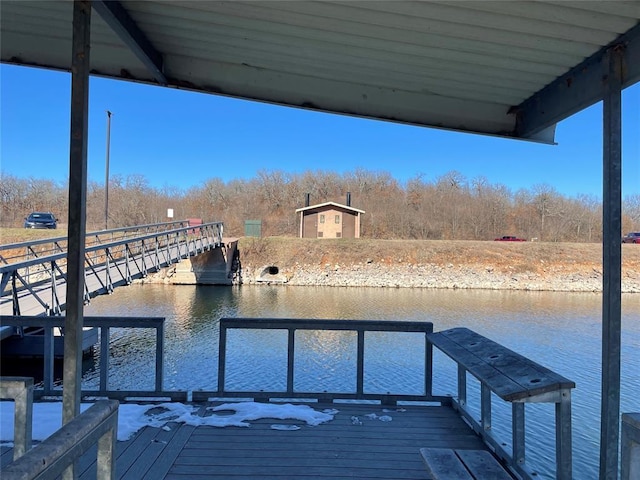 view of dock featuring a water view