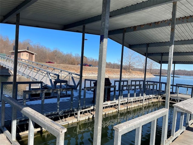 dock area featuring a water view