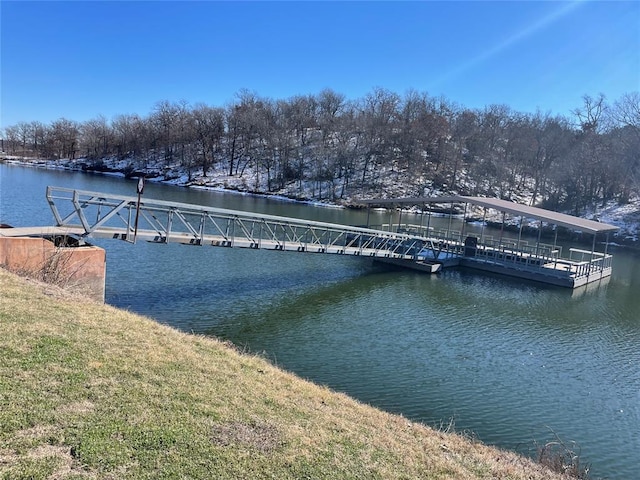 view of dock featuring a water view