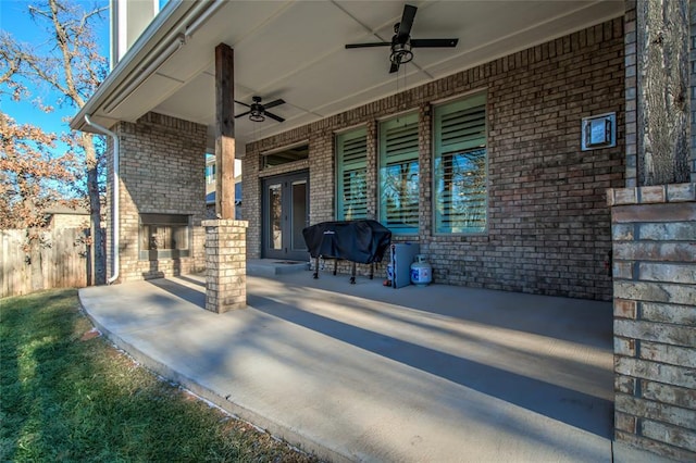 view of patio / terrace with ceiling fan