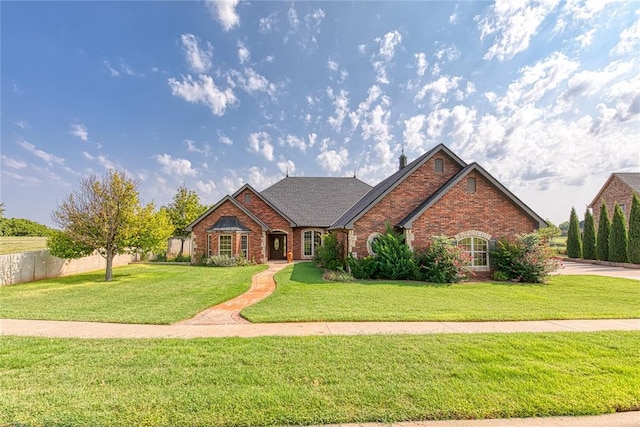 view of front of house featuring a front lawn