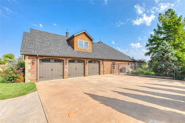 exterior space with a garage