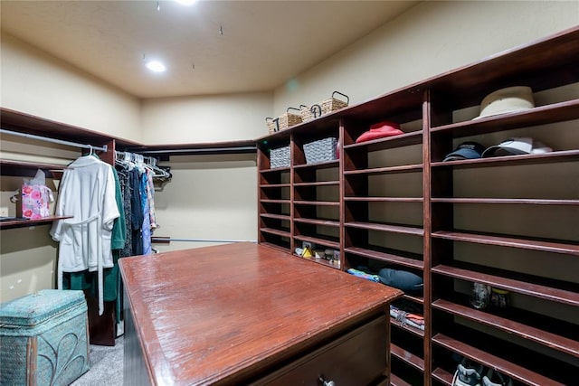 spacious closet featuring carpet floors