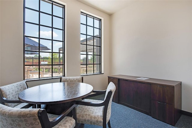 view of carpeted dining space