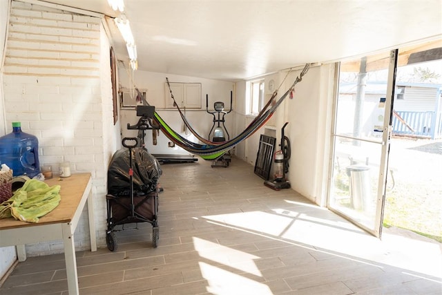 basement with light wood-type flooring