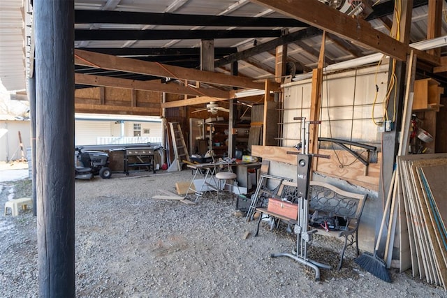 misc room with vaulted ceiling