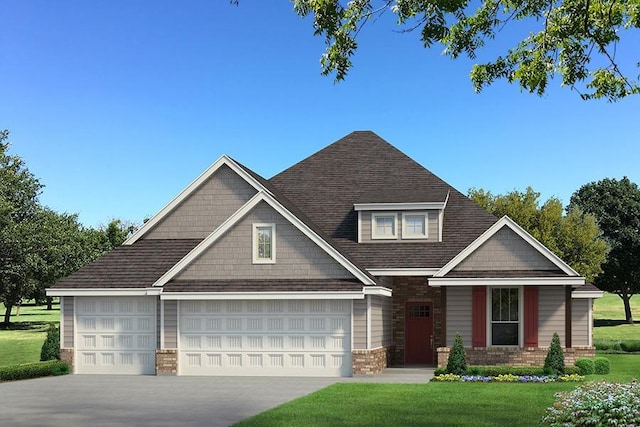 craftsman inspired home with a front yard