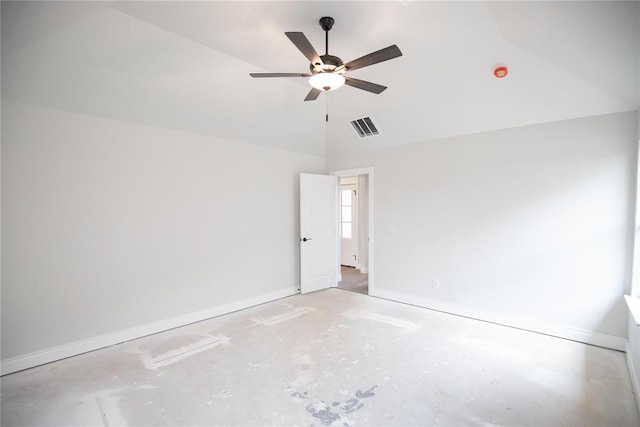 8108 NW 154th St, Edmond, OK 73013 - unfurnished room with lofted ceiling, baseboards, and a ceiling fan