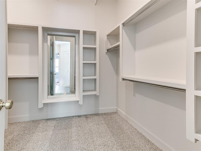 spacious closet featuring carpet flooring