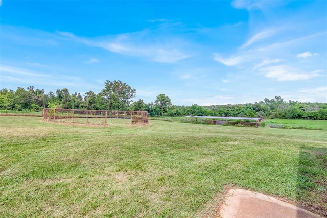 view of yard with a rural view