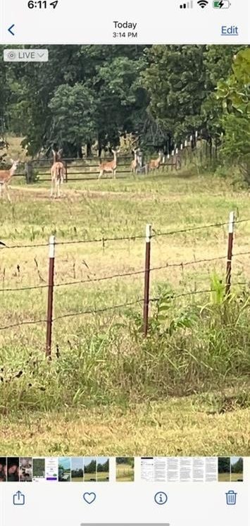 view of yard with a rural view