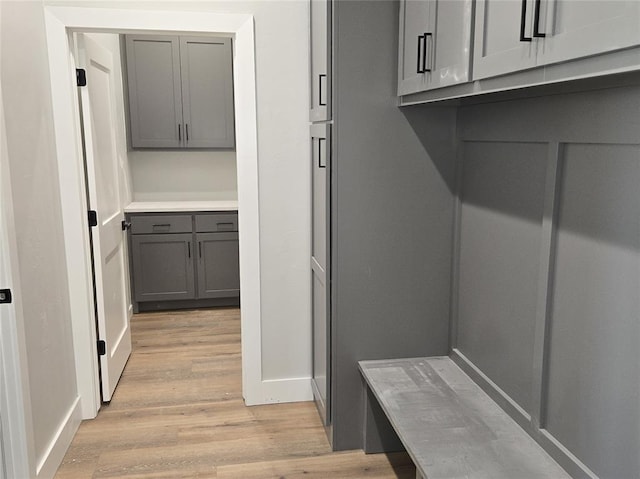 mudroom with light wood-type flooring