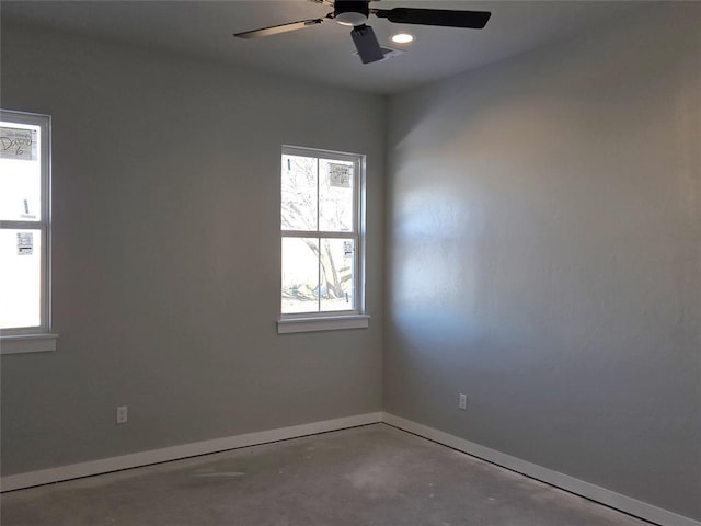 36120 Prairie Rdg, Shawnee, OK 74804 - spare room with concrete floors and ceiling fan