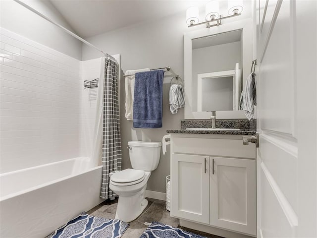 full bathroom featuring toilet, vanity, and shower / bath combo