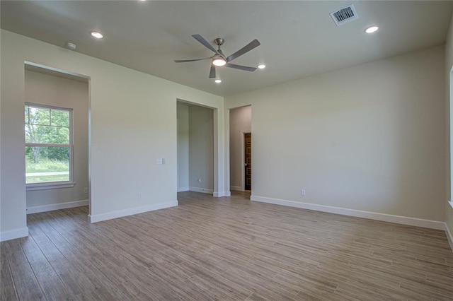 207 Hope Ave, Shawnee, OK 74804 - empty room with ceiling fan, wood finished floors, and recessed lighting