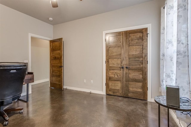 home office with ceiling fan