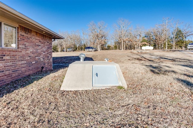 view of storm shelter