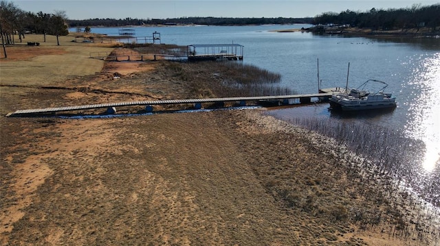 view of dock featuring a water view